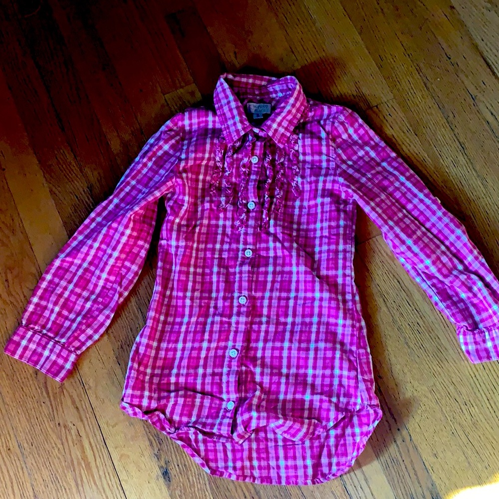 Children’s Place Girls Pink Plaid Shirt Size 7-8